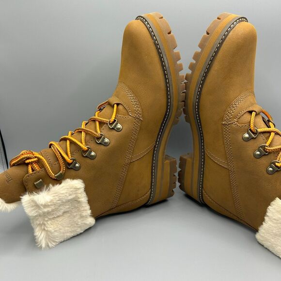Timberland Courmayeur Valley 6" Faux Fur Warm Lined Boots Size 11 Brown Nubuck - Picture 6 of 7